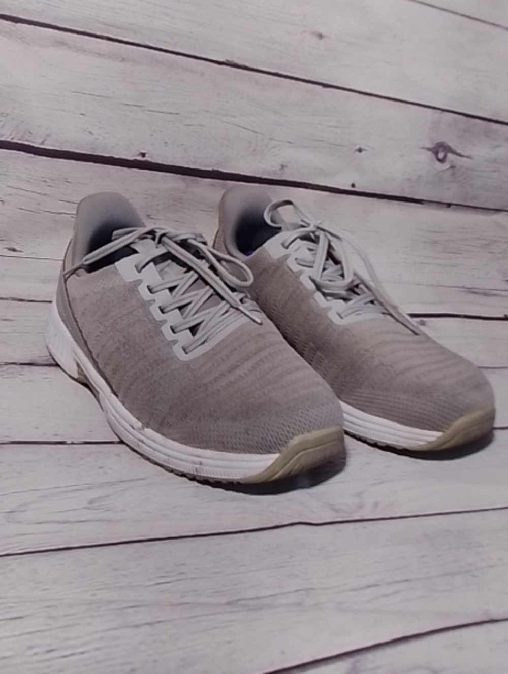 Women's Lightweight Gray Knit Lace-Up Sneakers